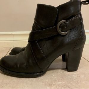 Black ankle boots with buckle detail